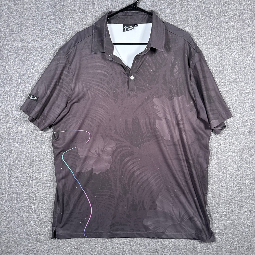 Sunday Swagger Polo Shirt Mens XL Grey Tropical Floral Performance Stretch Golf